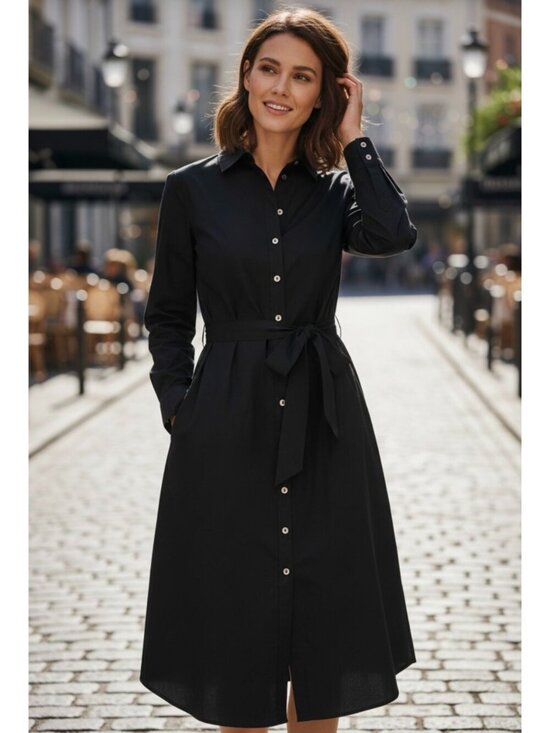 J. Crew Dresses & Skirts - NWT J.Crew Black Long Sleeve Poplin Shirt Dress - Size: Petite 00